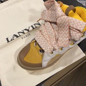 Lanvin leather Curb Sneakers - Beige -